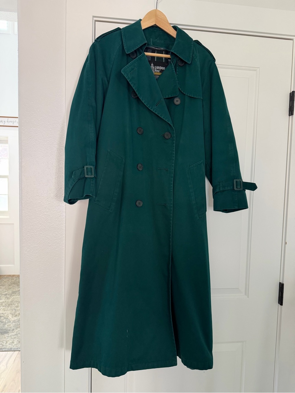 London Fog Forest Green Double-Breasted Trench Coat